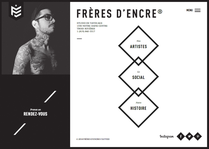 Frères d'encre award-winning website design screenshot 1