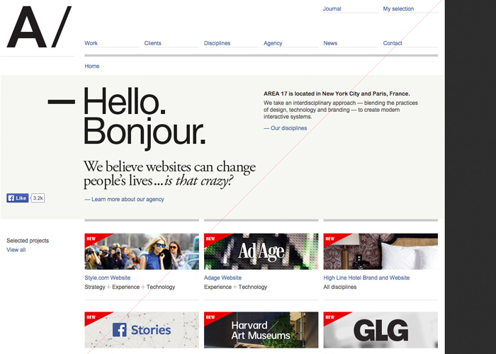 Area 17 award-winning website design screenshot 1
