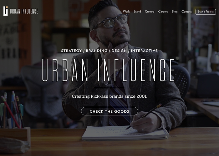 Urban Influence award-winning website design screenshot 1