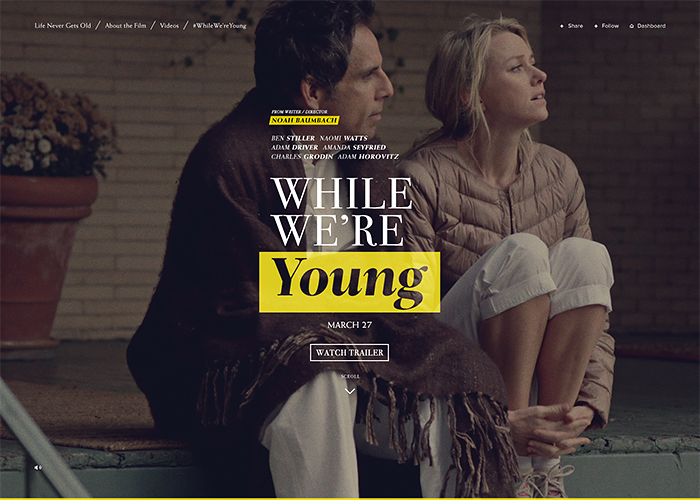 While We're Young award-winning website design screenshot 1