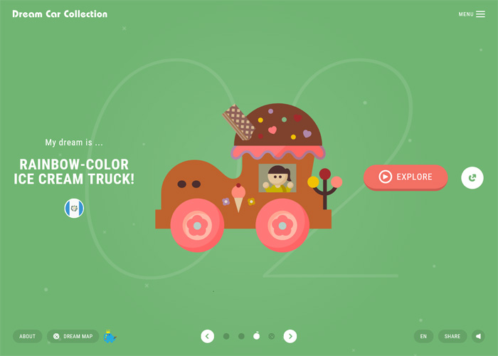Dream Car Collection | Toyota Dream Car Art Contest award-winning website design screenshot 1