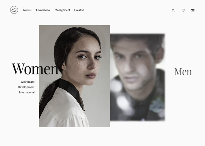 62 Models award-winning website design screenshot 1
