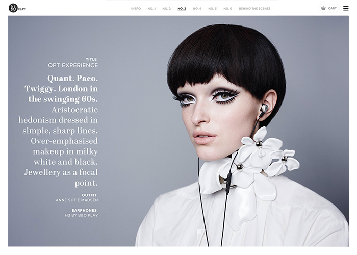 Portraits by B&O PLAY award-winning website design screenshot 1