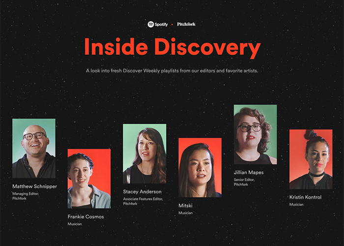 Spotify x Pitchfork: Inside Discovery award-winning website design screenshot 1