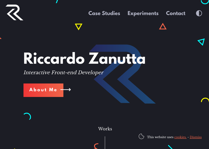 Riccardo Zanutta - Interactive Frontend Developer award-winning website design screenshot 1