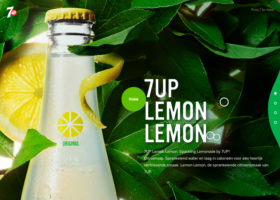 7UP award-winning website design screenshot 1