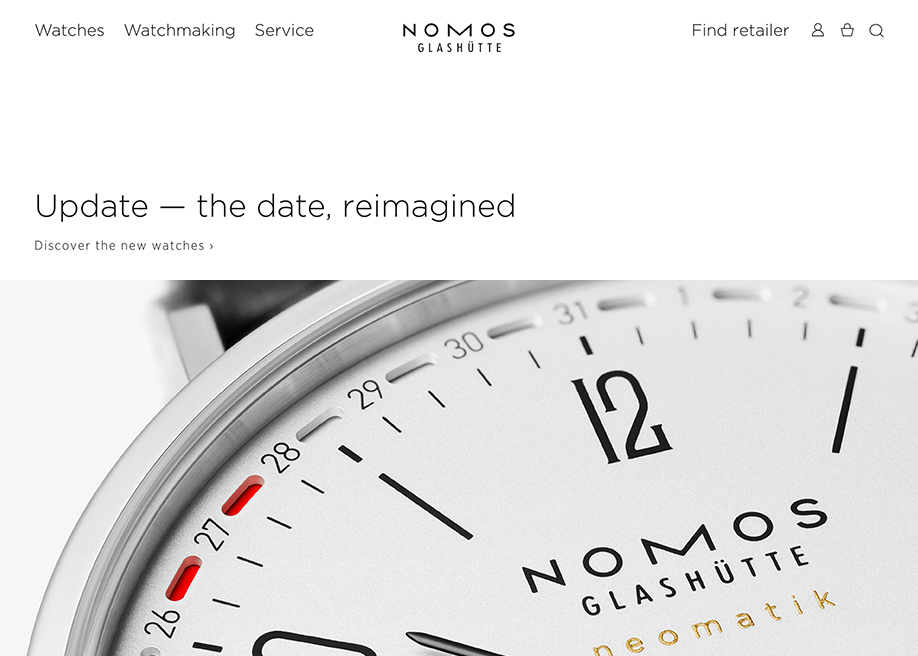 NOMOS Glashütte award-winning website design screenshot 1