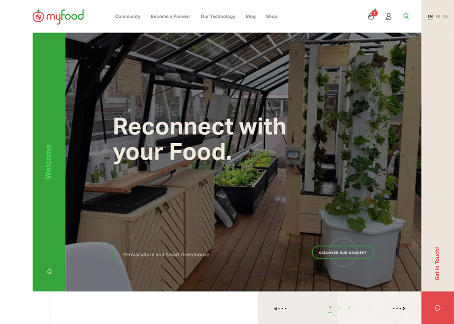Myfood award-winning website design screenshot 1