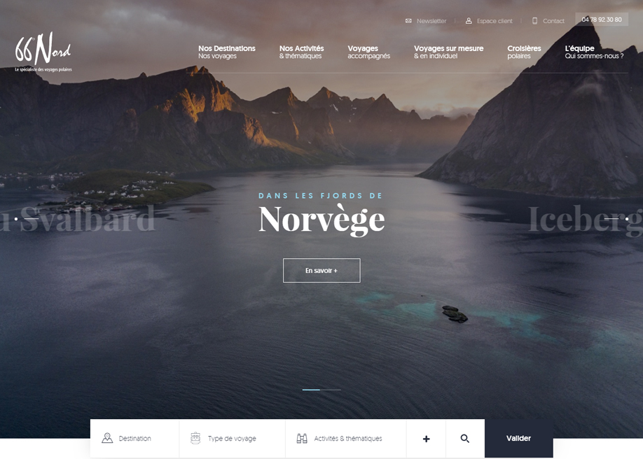 66°Nord, the polar travel award-winning website design screenshot 1