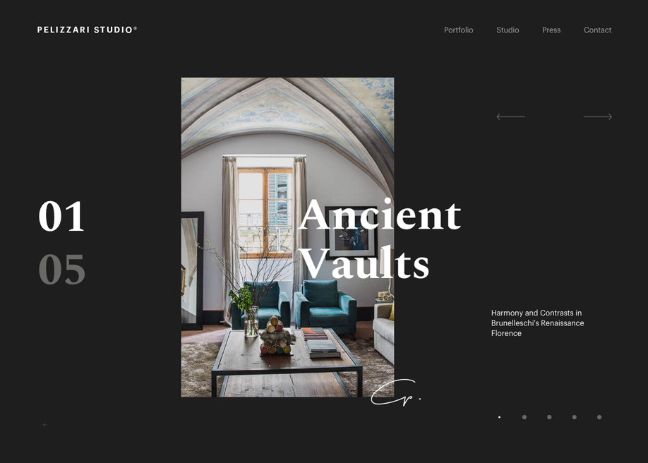 Pelizzari Studio award-winning website design screenshot 1