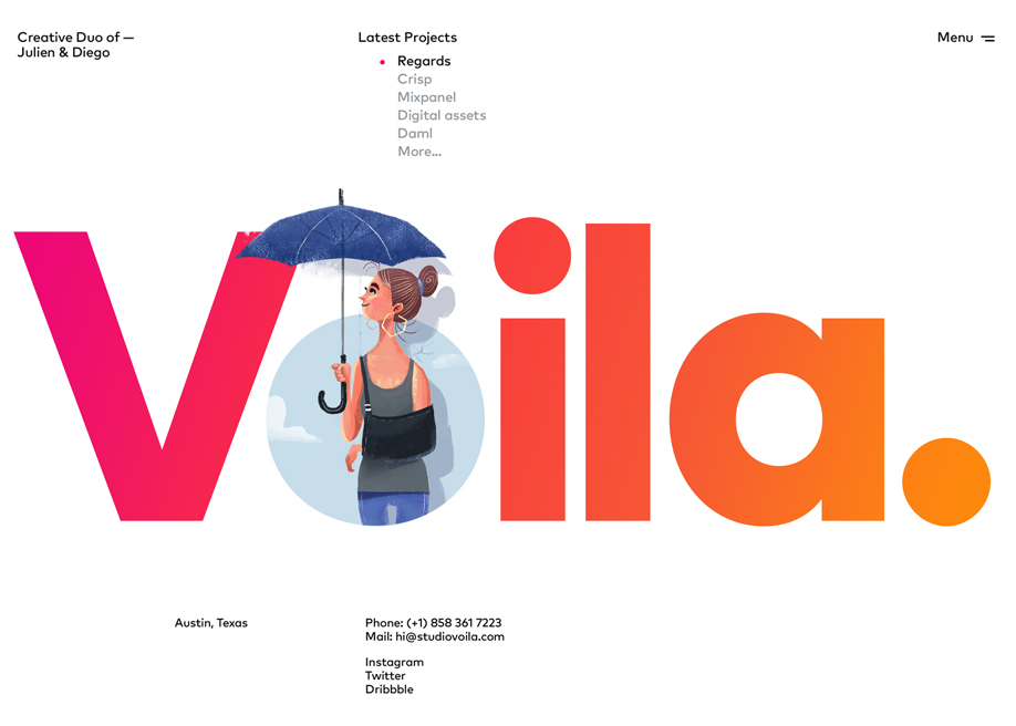 Portfolios design idea #439: Voila - Awwwards Nominee