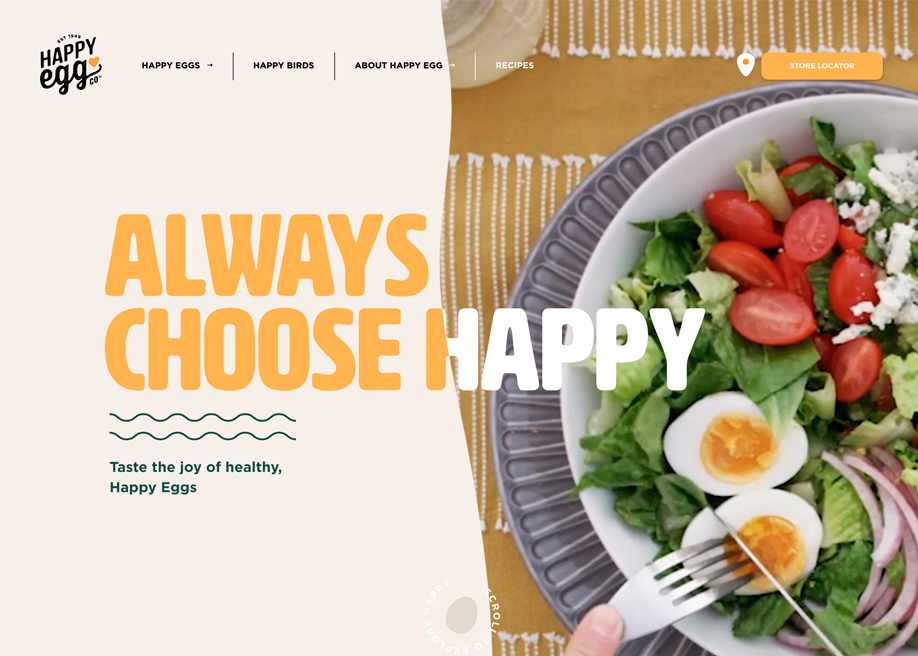 Happy Egg award-winning website design screenshot 1