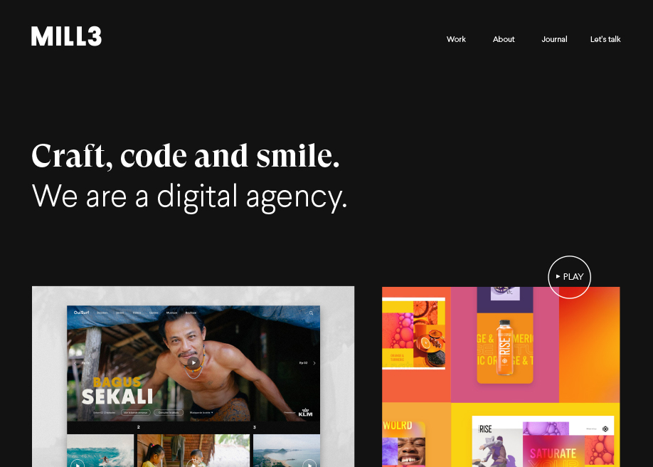 MILL3 STUDIO award-winning website design screenshot 1