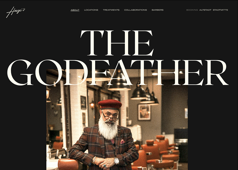 Hagisbarbershop award-winning website design screenshot 1