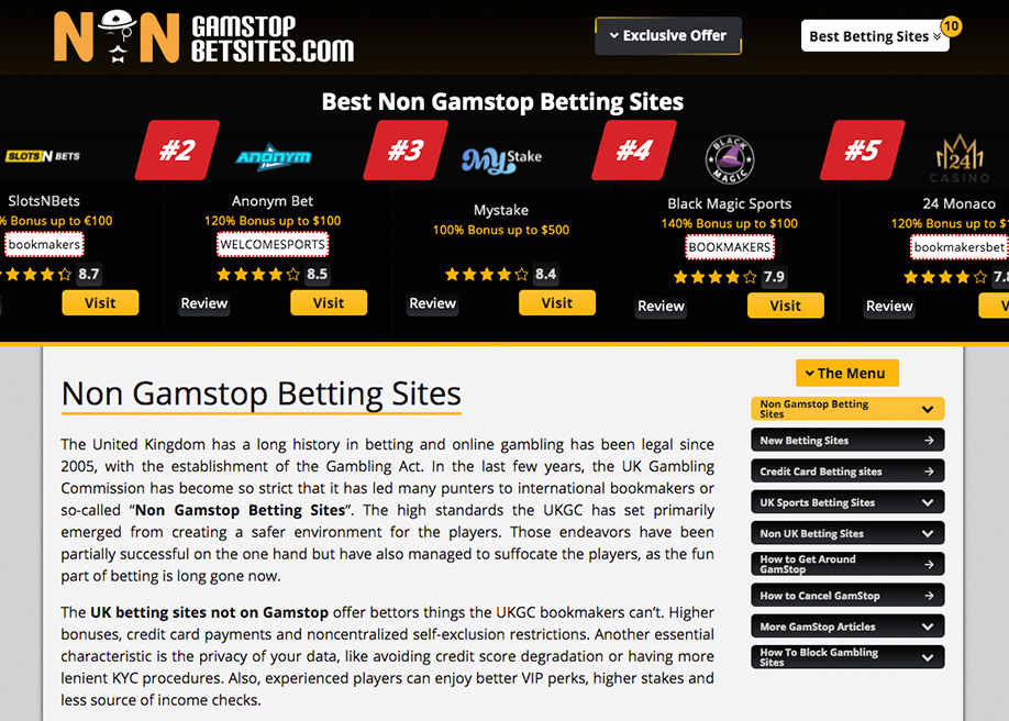 gambling site not on gamstop