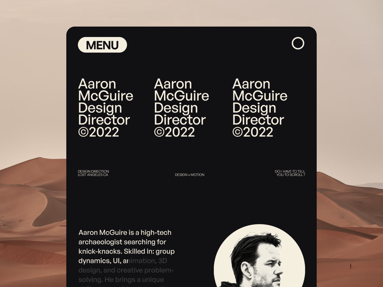Portfolios design idea #122: Aaron McGuire 2023 Portfolio