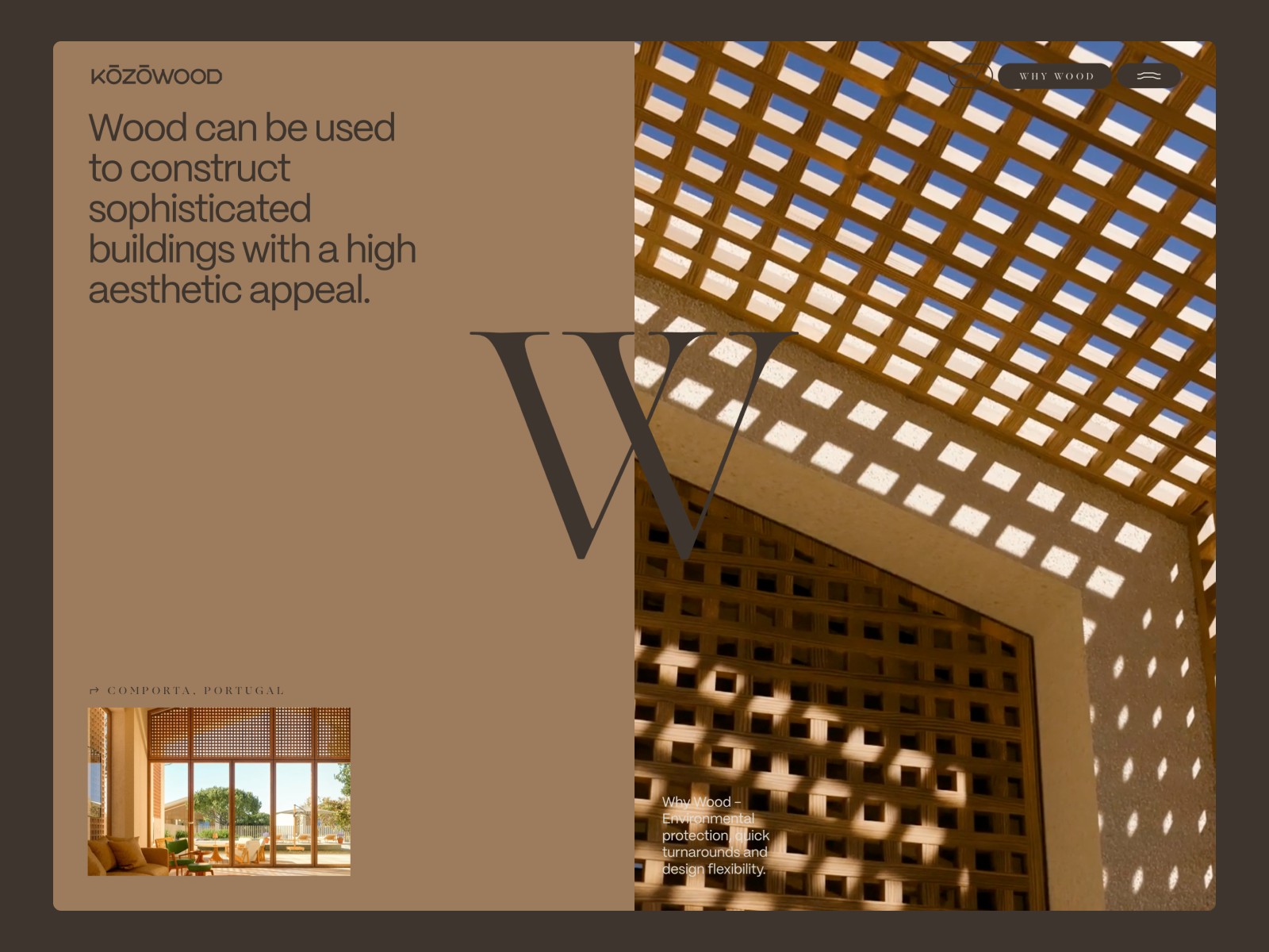 Kōzōwood — Made of Nature award-winning website design screenshot 1