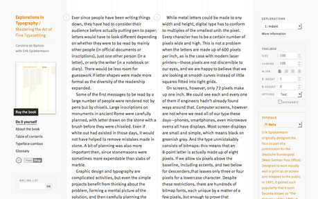 Explorations in Typography award-winning website design screenshot 1