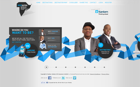 Sanlam Destination award-winning website design screenshot 1