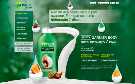 Garnier Body award-winning website design screenshot 1