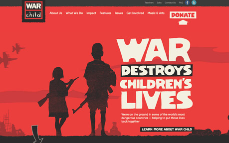 War Child award-winning website design screenshot 1