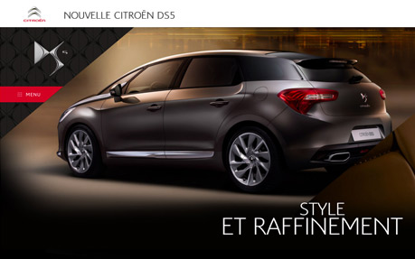 New Citroën DS5 award-winning website design screenshot 1