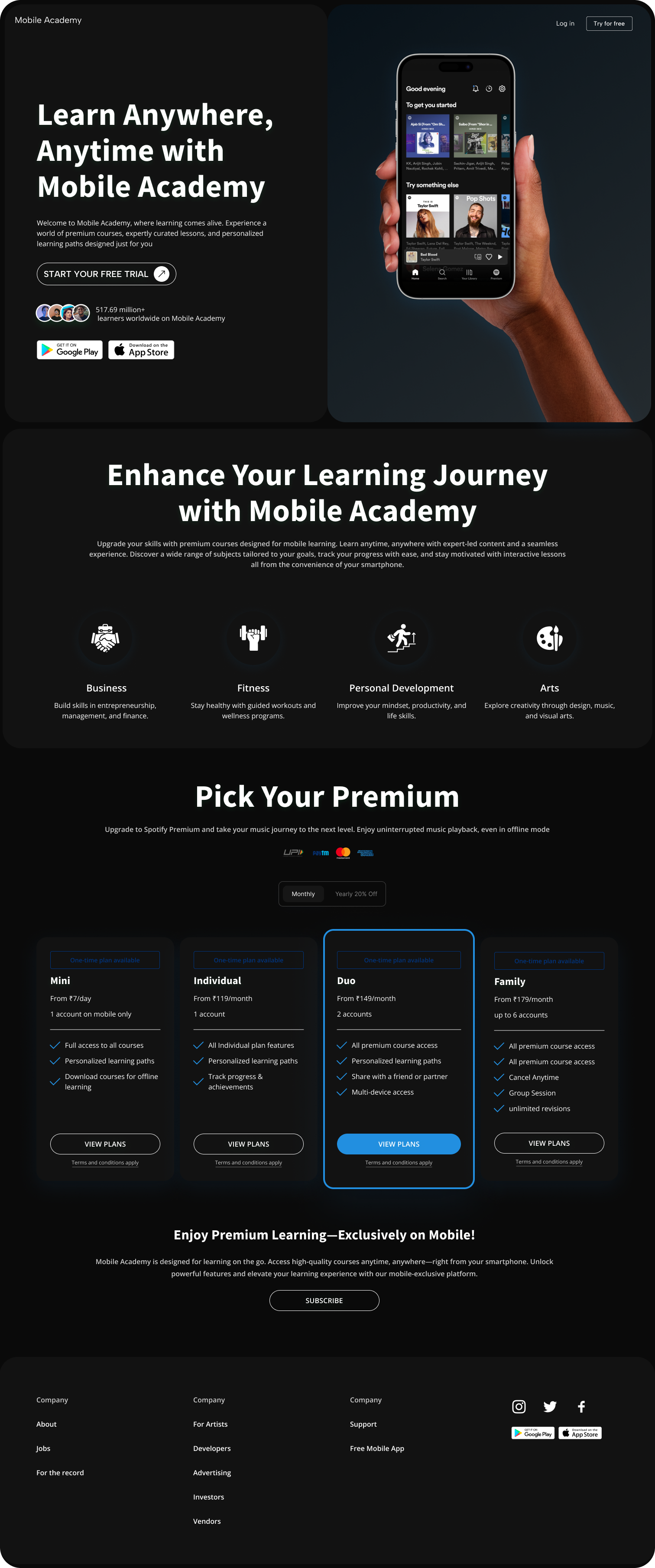 Mobile Academy Landing Page