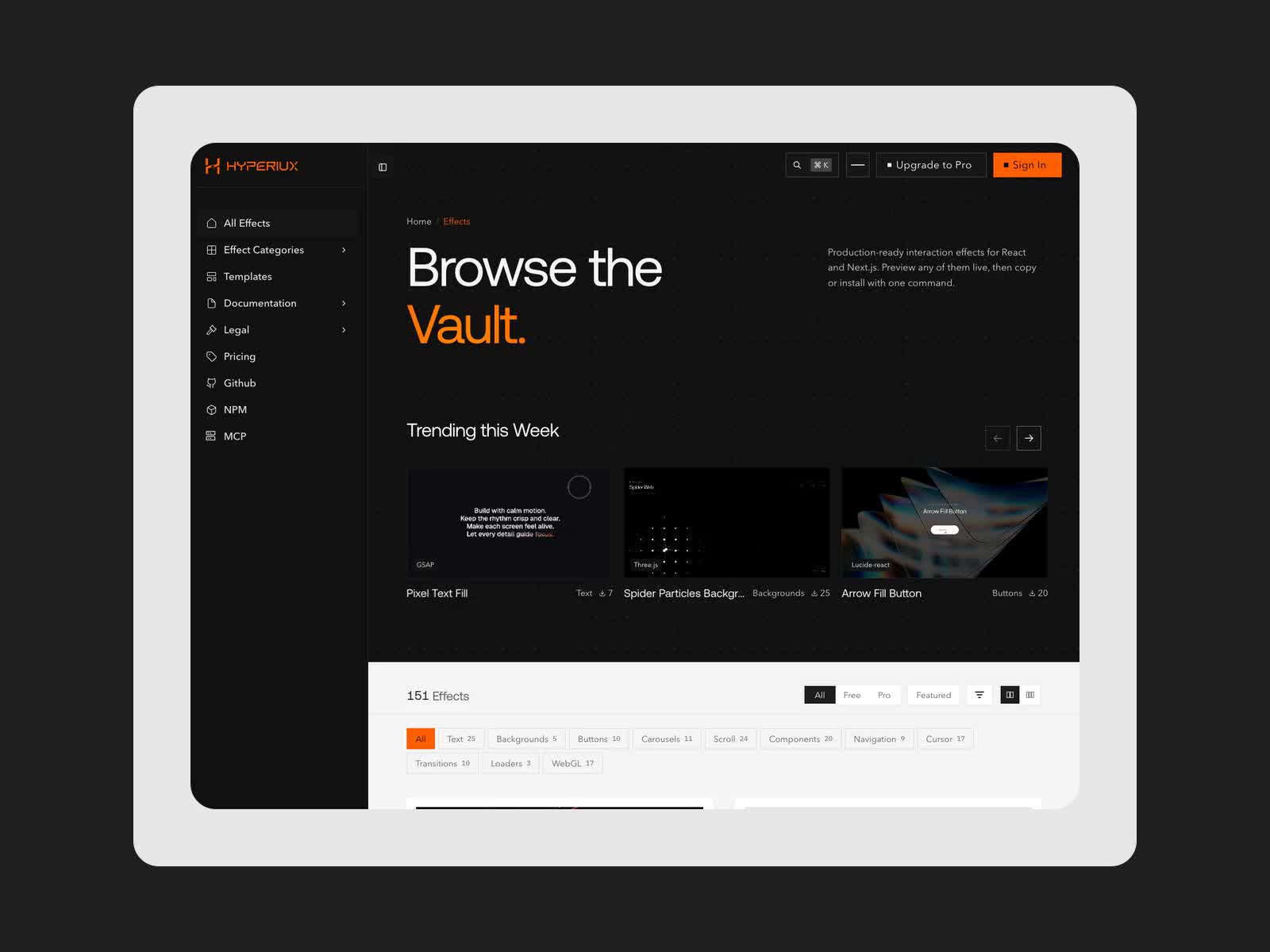 Effects Showcase Page