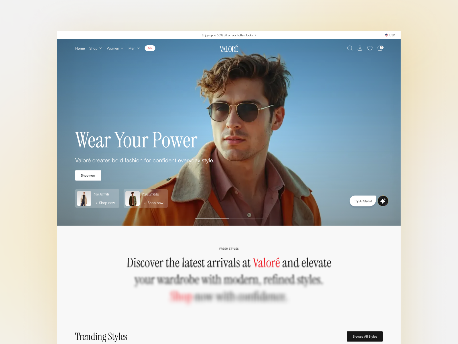 VALORÉ - Fashion E-Commerce Website Design