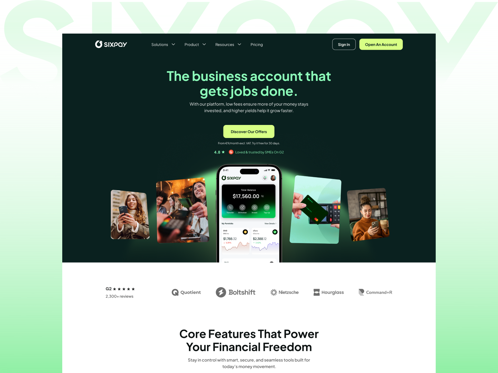 Sixpay - Fintech Website & App UI/UX Design