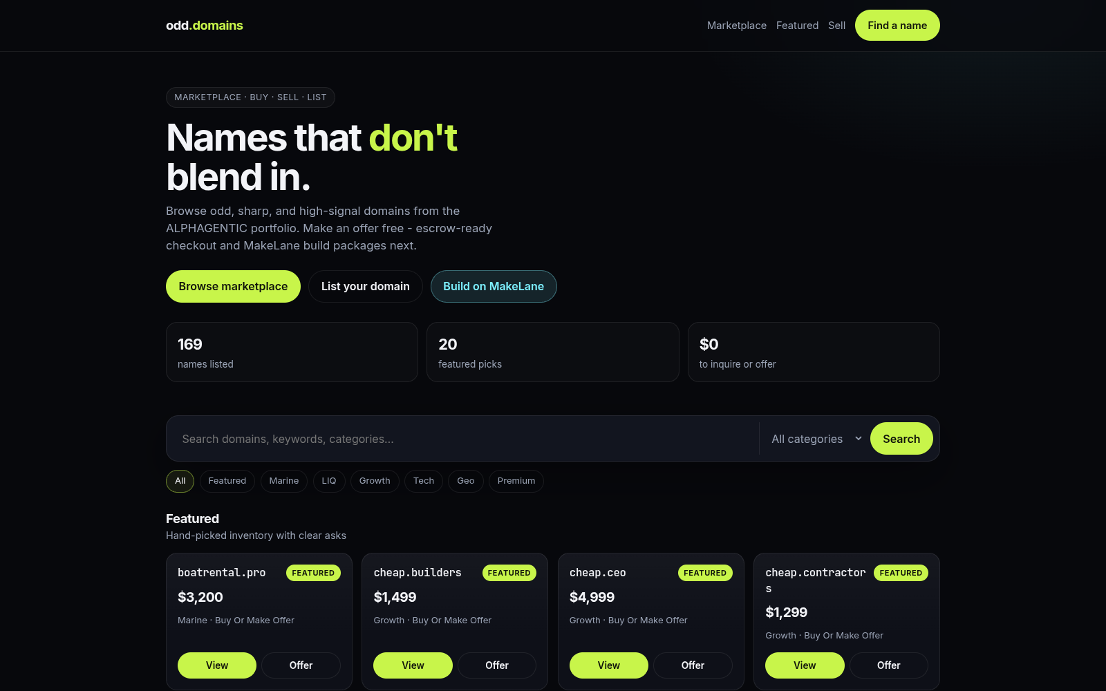 odd.domains — Names That Don't Blend In