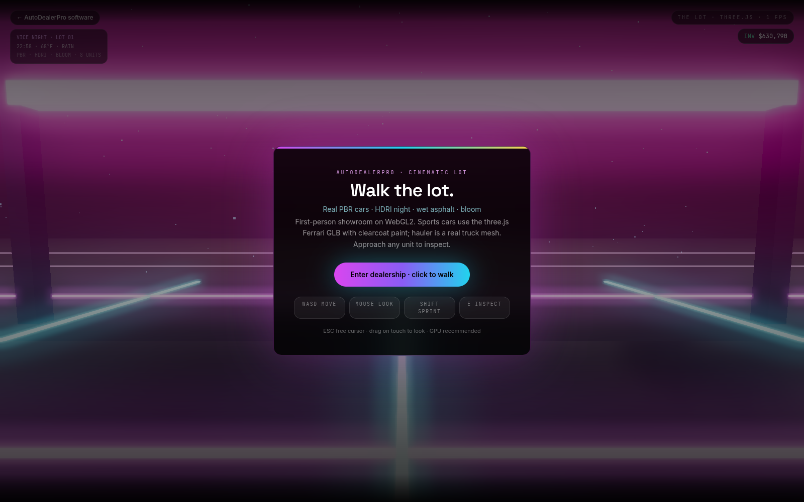 The Lot — AutoDealerPro Walkable Showroom