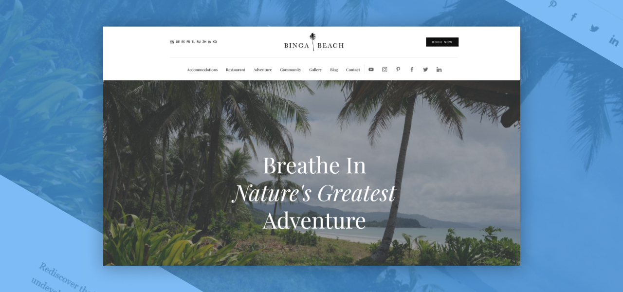 Binga Beach Resort Hotel Website